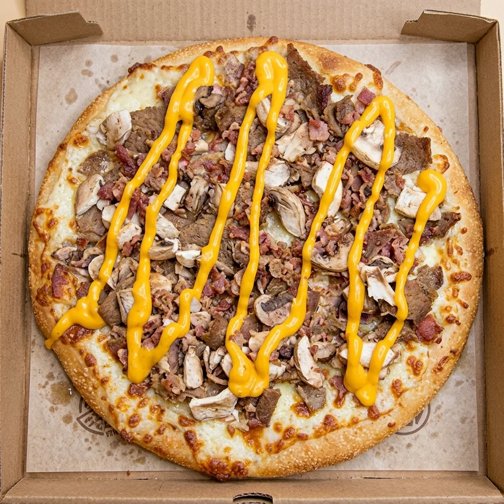 Beef donair pizza at Dream Donair and Pizza, Edmonton