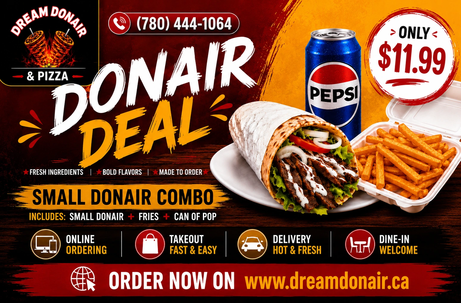 Dream Donair and Pizza pizza special offer in Argyll, Edmonton