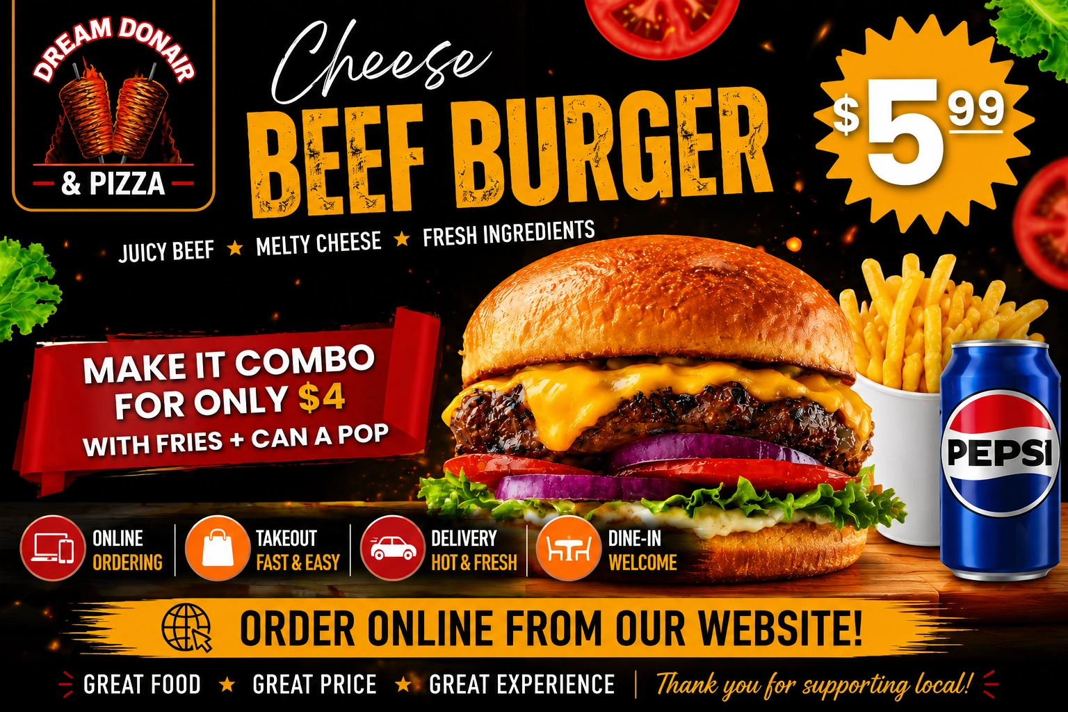 Dream Donair and Pizza shawarma wrap special offer in Argyll, Edmonton